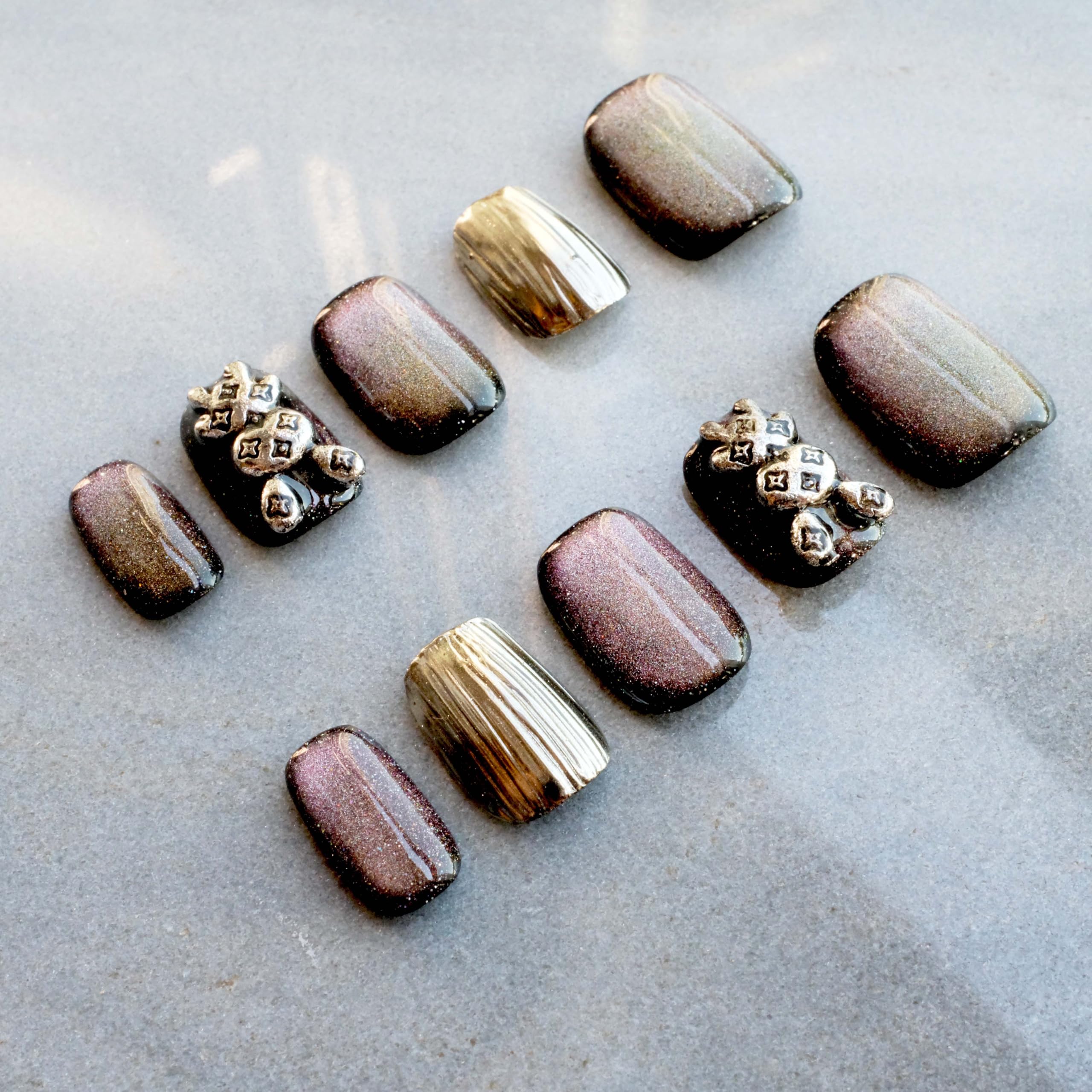 GLORS nails on hand show quick, easy application with short square tips