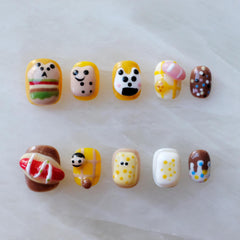 GLORS Purely Handmade nails closeup of short square design for daily wear