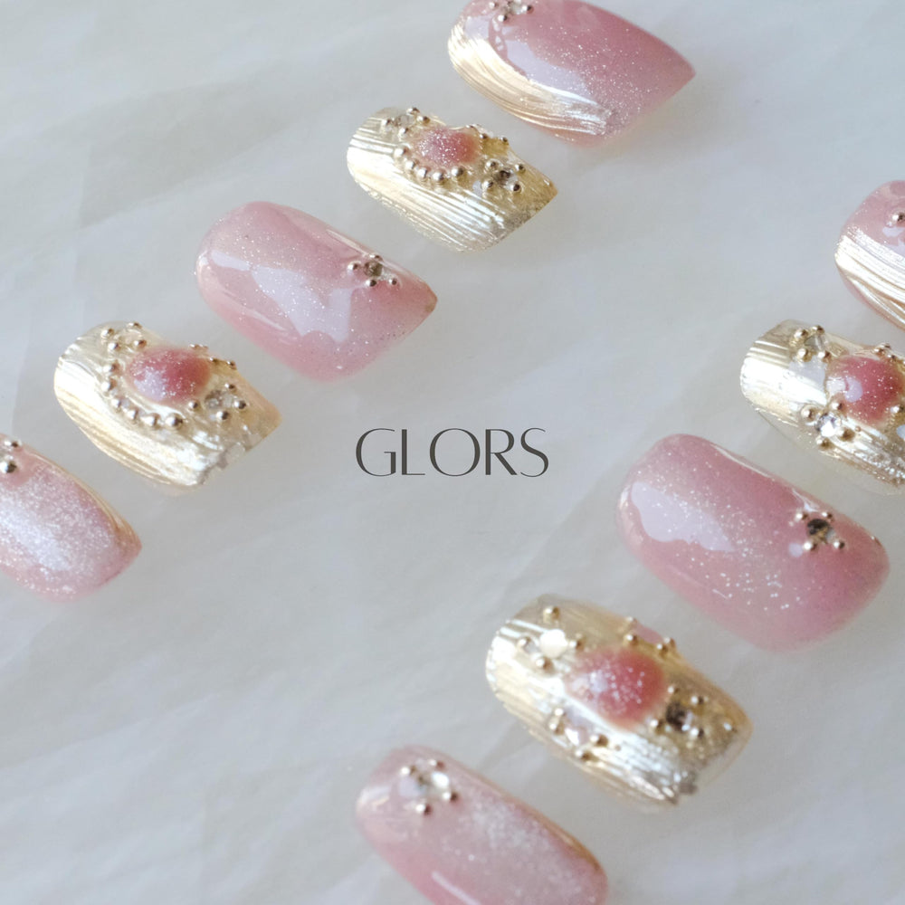 GLORS durable press-on nails pink-purple cat-eye buccilati for durability.