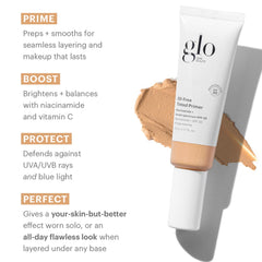 Glo Skin Beauty SPF 30 label on primer bottle for sun protection