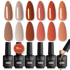 Gloss Company Autumn gel nail polish beige bottle provides subtle color with long-lasting shine
