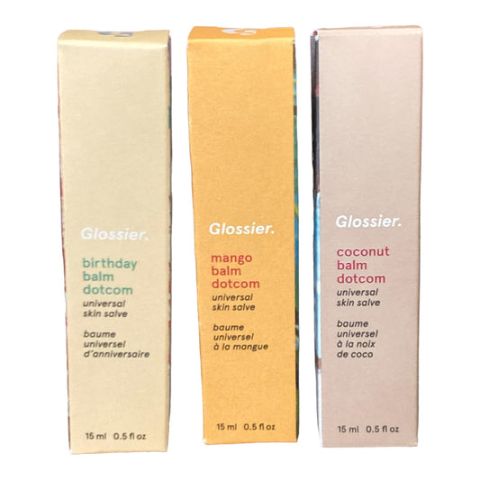 Glossier Balm DotCom Coconut lip balm for clear hydration and daily lip care.