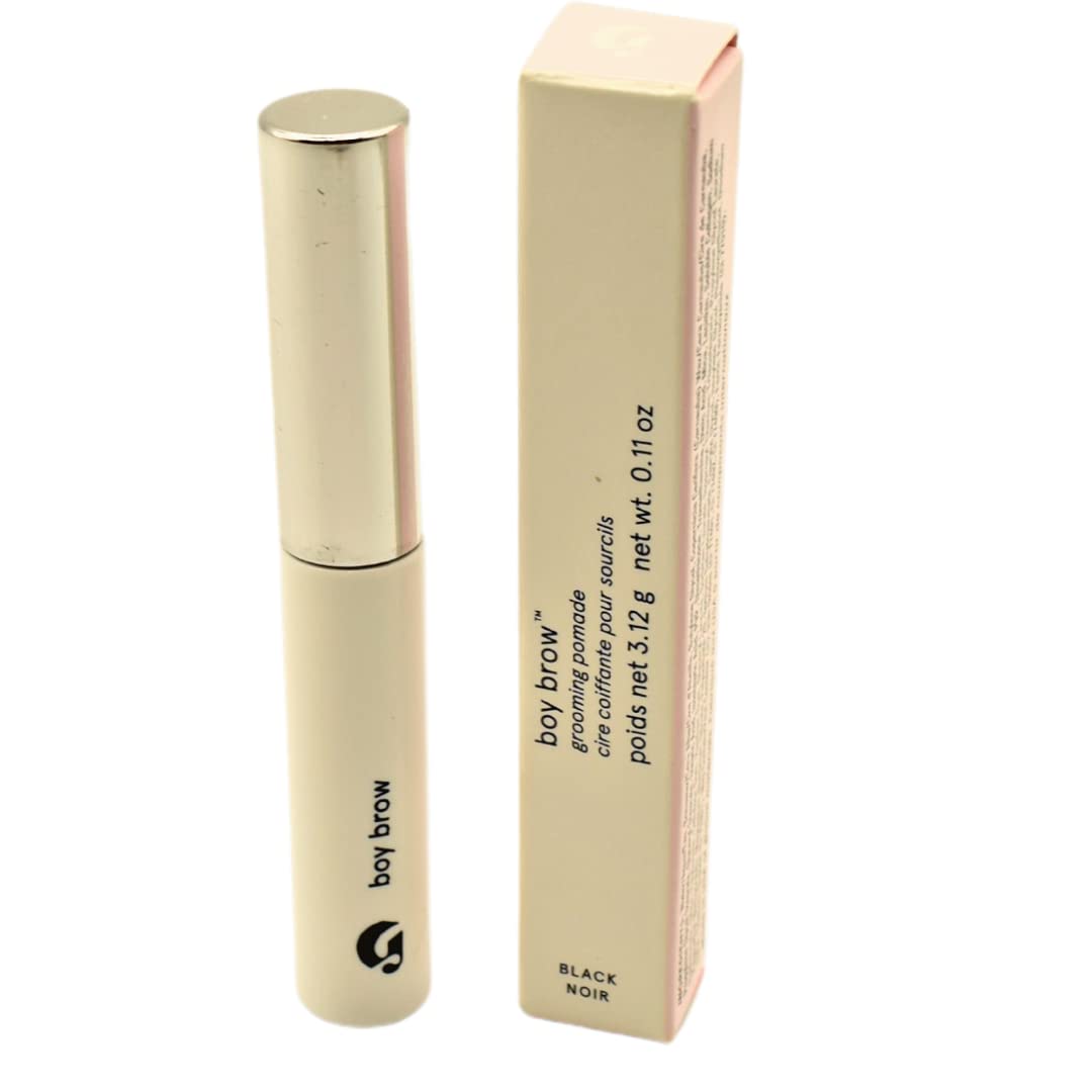 Glossier Boy Brow gel-pomade close-up of tube for smooth brow grooming.
