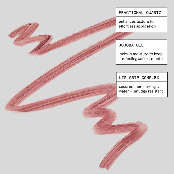 Glossier Flush Lip Liner outlining lips creates a clean, defined edge for any shade.