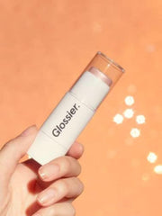 Glossier Haloscope Quartz highlighter stick close-up for dewy glow and radiant cheeks