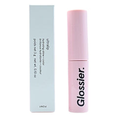 Glossier Ultralip Pony swatch shows rosy taupe shade and buildable depth for versatile looks.