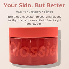 Label detail highlights Glossier You branding and simple packaging.