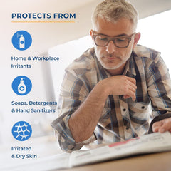 Gloves In A Bottle hand coverage application highlights smooth, shielded skin.