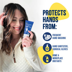 Gloves in a Bottle Shielding Lotion being applied to hands for quick moisturization.