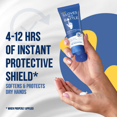 Gloves in a Bottle Shielding Lotion bottle close-up shows non-greasy texture.