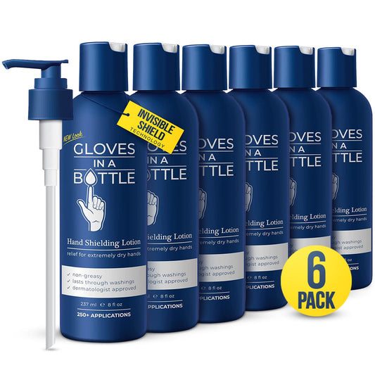 Gloves In A Bottle shielding lotion dispenser showing easy application and protection