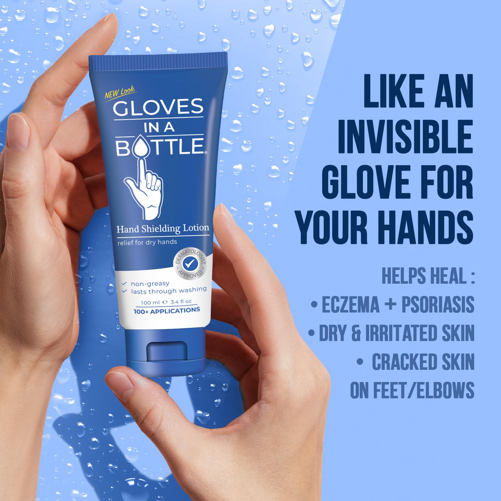 Gloves in a Bottle ingredients safe-list close-up highlights hypoallergenic vegan formula.