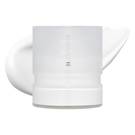 Glow Aloe Barrier Moisturizer bottle closeup highlighting soothing formula for sensitive skin