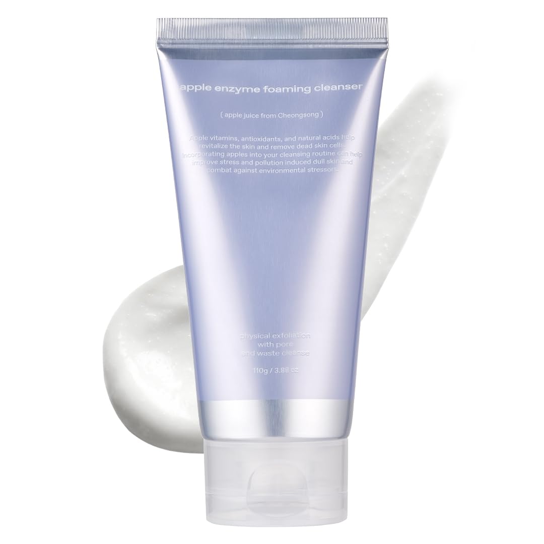 Glow Apple Enzyme Foaming Cleanser bottle highlighting a refreshing deep cleanse for oily skin.