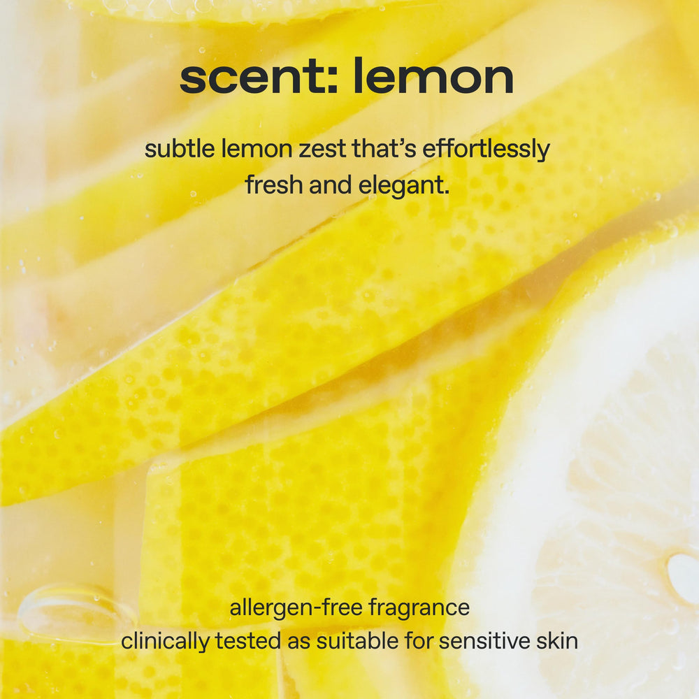 Hand applying Glow lemon toner illustrates lightweight hydration without stickiness.