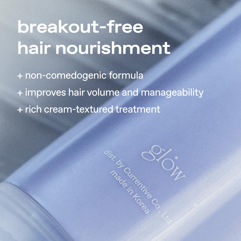 Glow Mini Apple Mango Mask being applied to hair for nourishment.