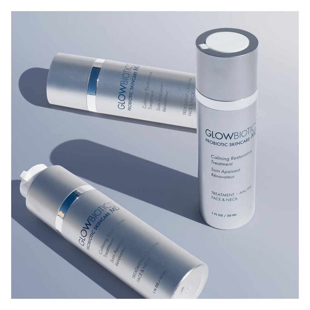 Texture swirl of Glowbiotics Calming Restorative Treatment highlighting hydrating, calming properties
