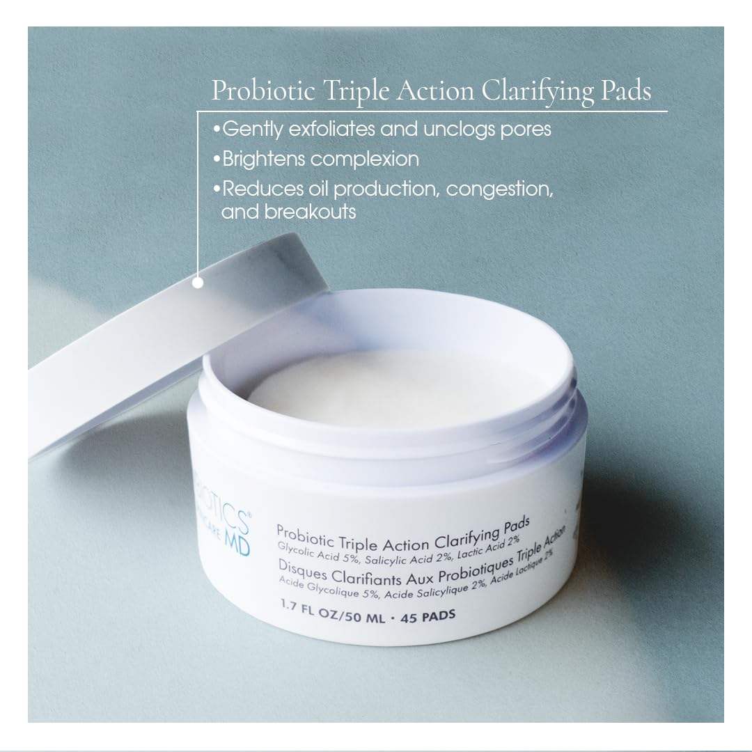 Glowbiotics Clarifying Pads application shot illustrating easy swipe for balanced skin.