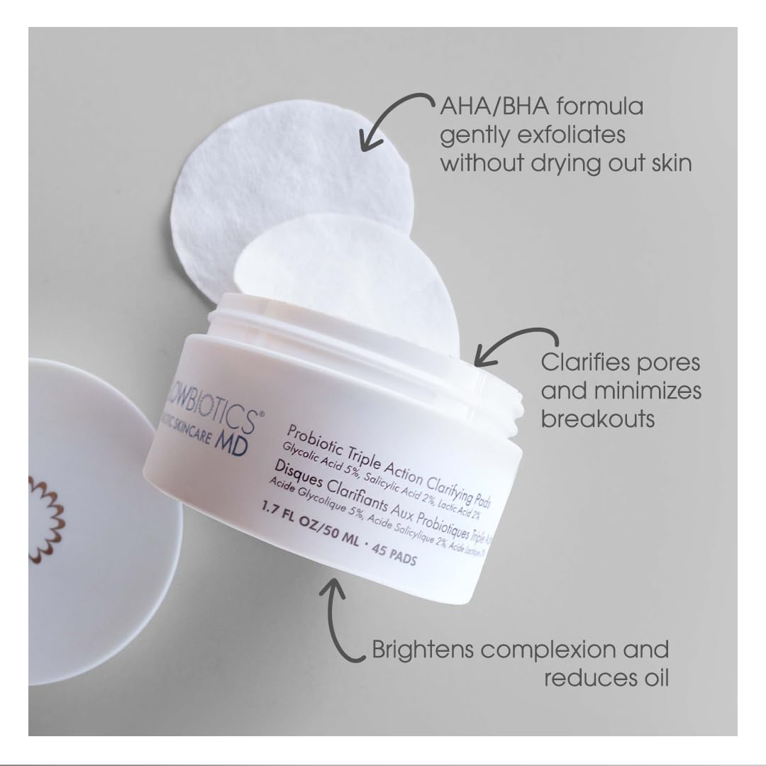 Glowbiotics Clarifying Pads texture closeup highlighting exfoliating surface for smoother skin.