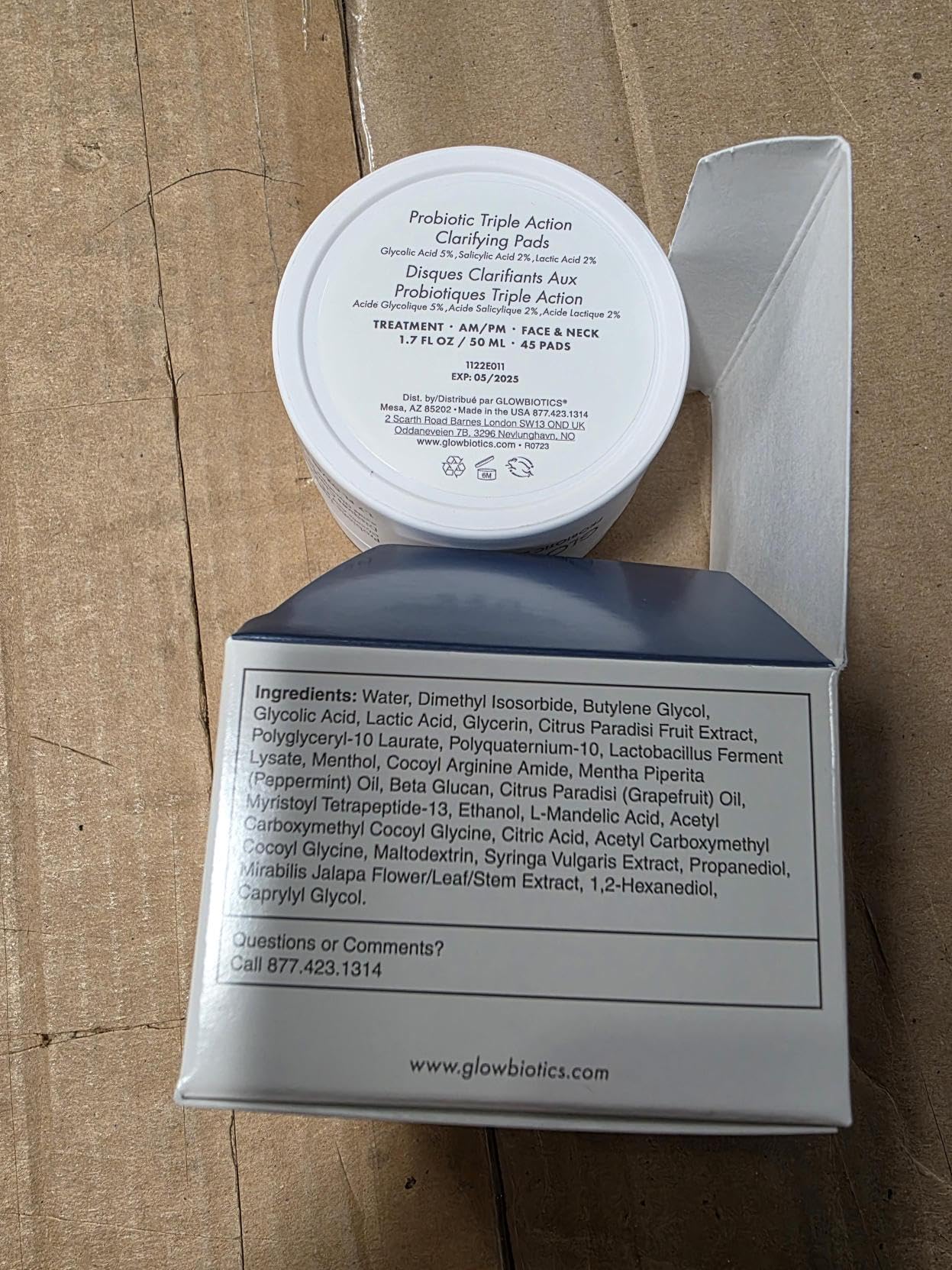 Glowbiotics Clarifying Pads travel-ready pack shown for on-the-go use.