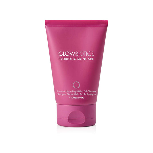 Glowbiotics Probiotic Gel-to-Oil Cleanser removes makeup while preserving the skin's moisture barrier.