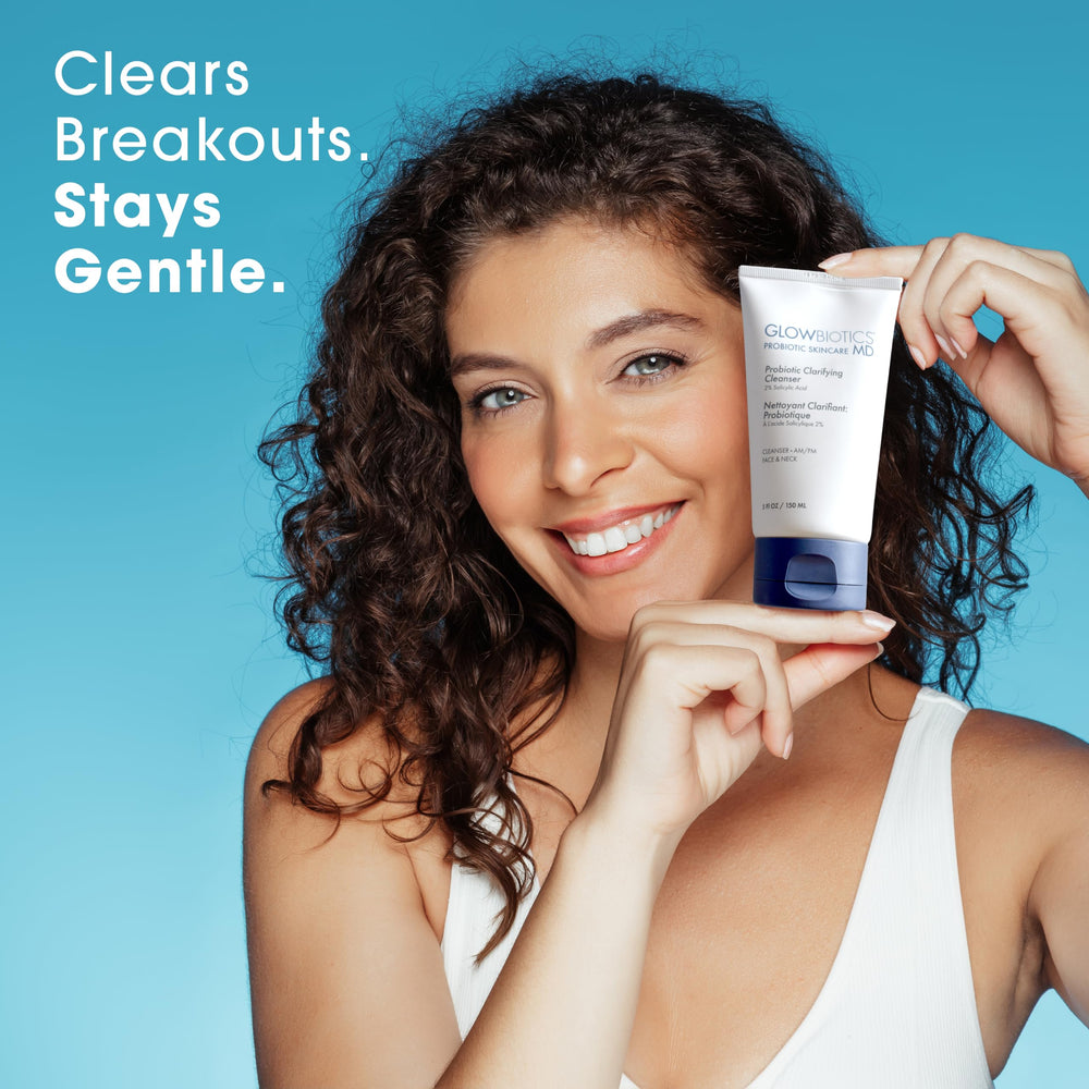 Soothing botanicals calm redness while cleansing with Glowbiotics.