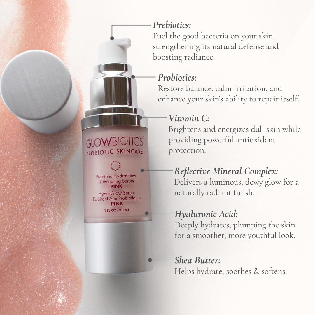 Glowbiotics HydraGlow serum application for easy, even coverage.