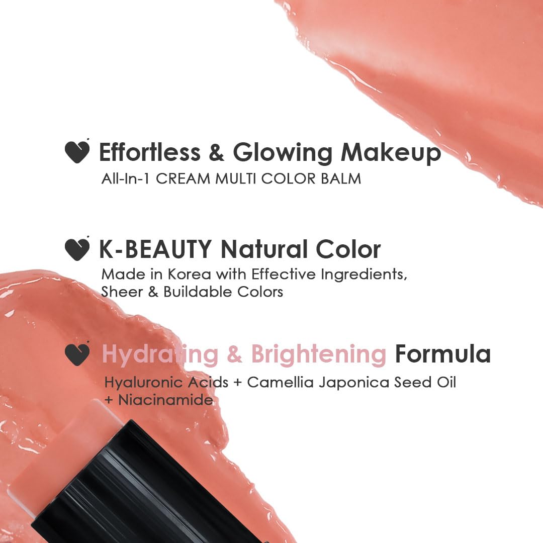 Glowiest Camellia Multi-Balm applied on cheeks for a soft dewy glow.