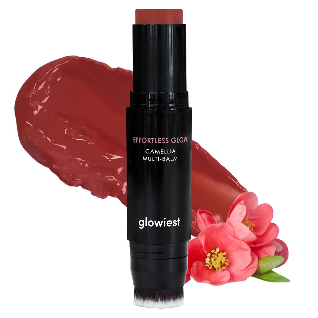 Glowiest Effortless Glow Camellia Multi-Balm in Sun-Kissed Berry compact for natural radiance.