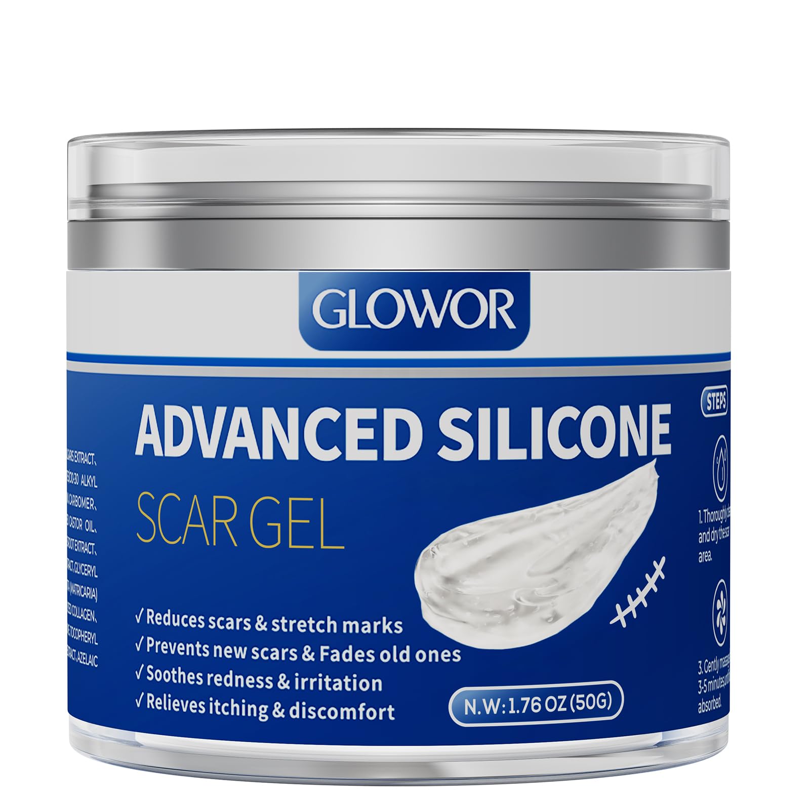Glowor silicone scar gel on the face for refined scar texture