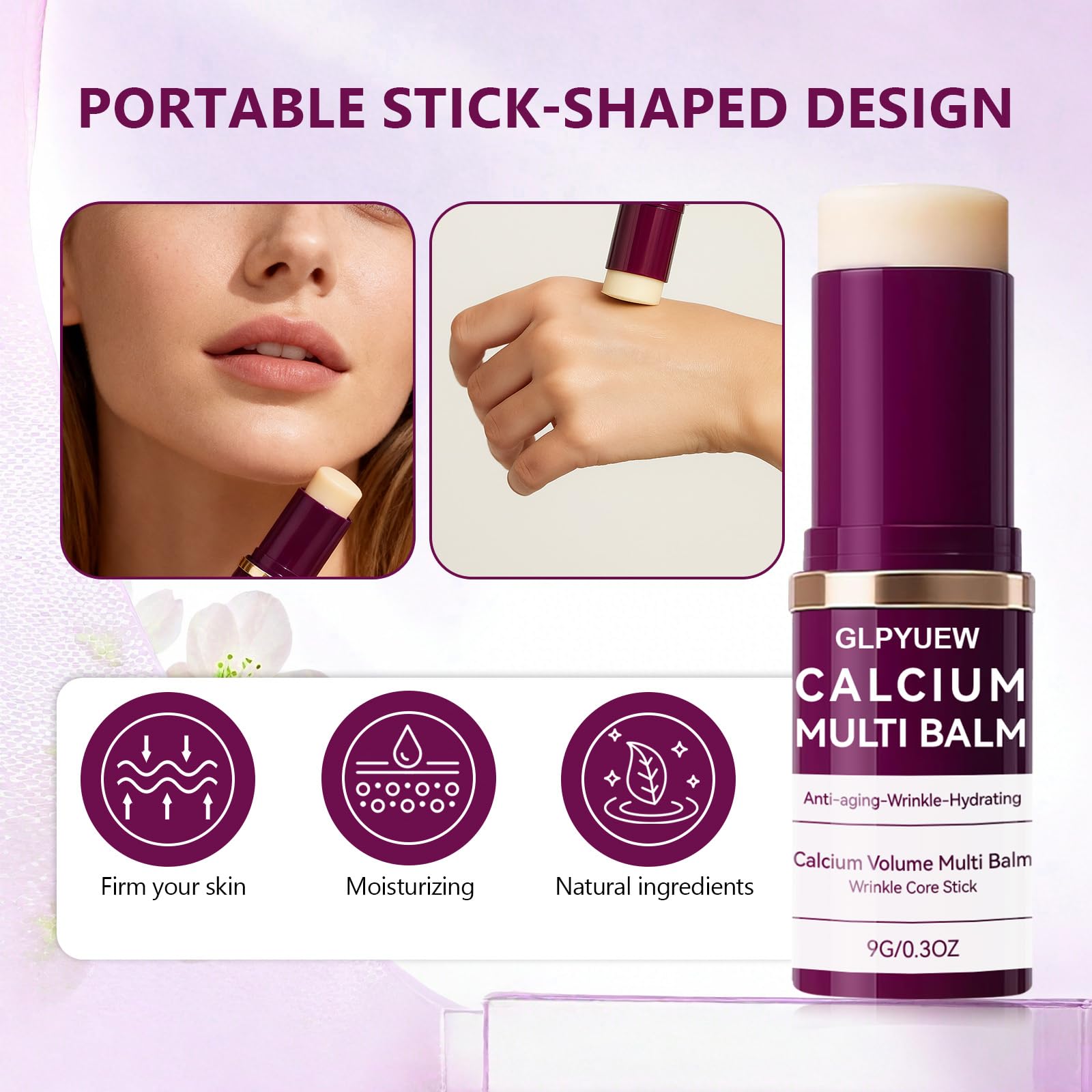 GLPYUEW Korean collagen moisturizing stick close-up highlights silky texture