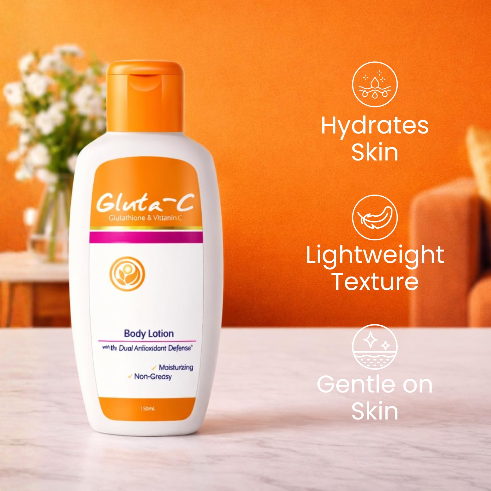 Gluta-C Hydrating Body Lotion pump dispense close-up for easy application