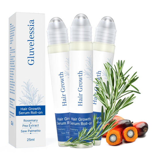 Gluvelessia Hair Growth Serum Roll-On bottle for targeted scalp application