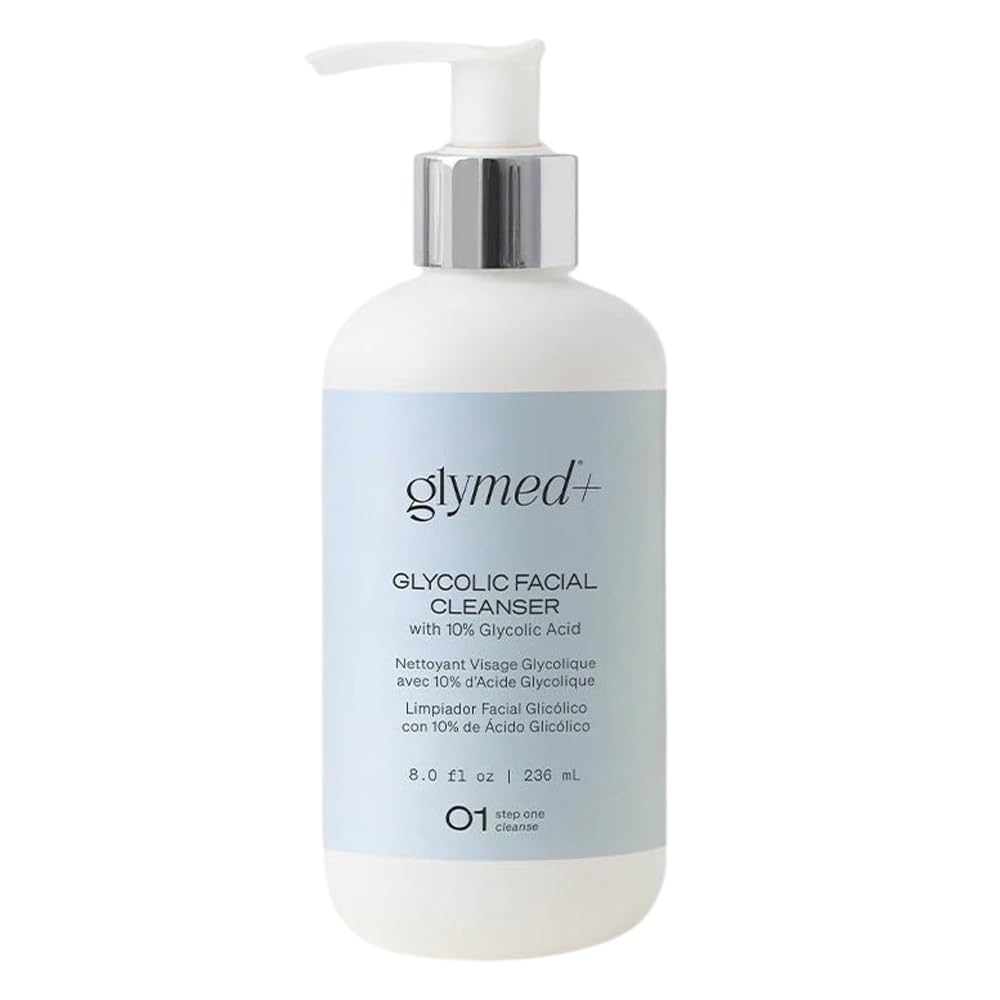 GlyMed Plus Gentle Facial Wash 8oz bottle, fragrance-free soothing cleanse for sensitive skin.