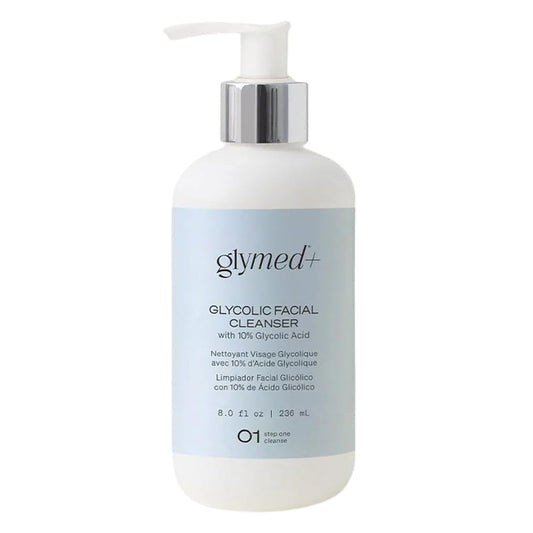 GlyMed Plus Gentle Facial Wash 8oz bottle, fragrance-free soothing cleanse for sensitive skin.