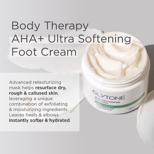 GLYTONE AHA+ Foot Cream deeply hydrates to soften cracked heels