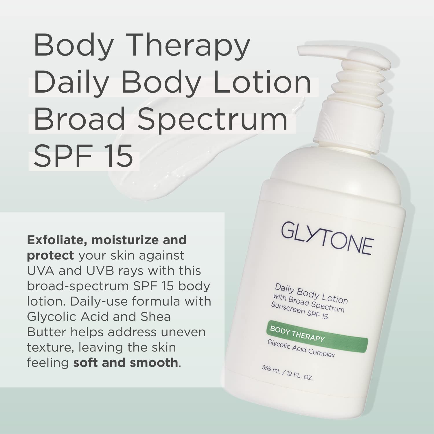 GLYTONE Daily Body Lotion being spread on arm for smooth hydration.