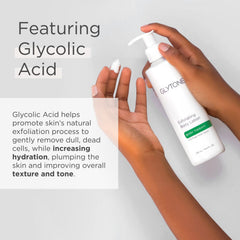 Glytone exfoliating wash pump features an oil-free, fragrance-free formula for sensitive skin.