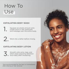 Texture close-up shows dead skin removal for smoother skin texture.