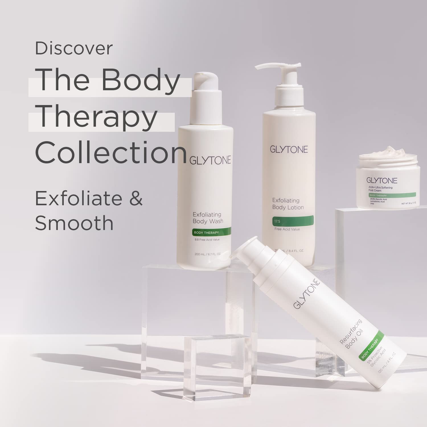GLYTONE AHA+ Foot Cream packaging displays ingredients and usage guidance