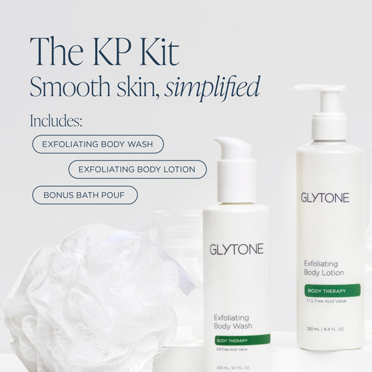 GLYTONE Glytone KP Kit glycolic acid lotion provides lightweight hydration and retextures KP-prone areas.