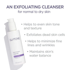 Cream texture of GLYTONE Mild Cream Cleanser ready to hydrate the skin