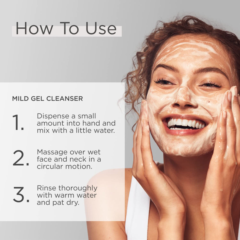 GLYTONE Mild Gel Exfoliating Cleanser lather on wet skin for clean pores.