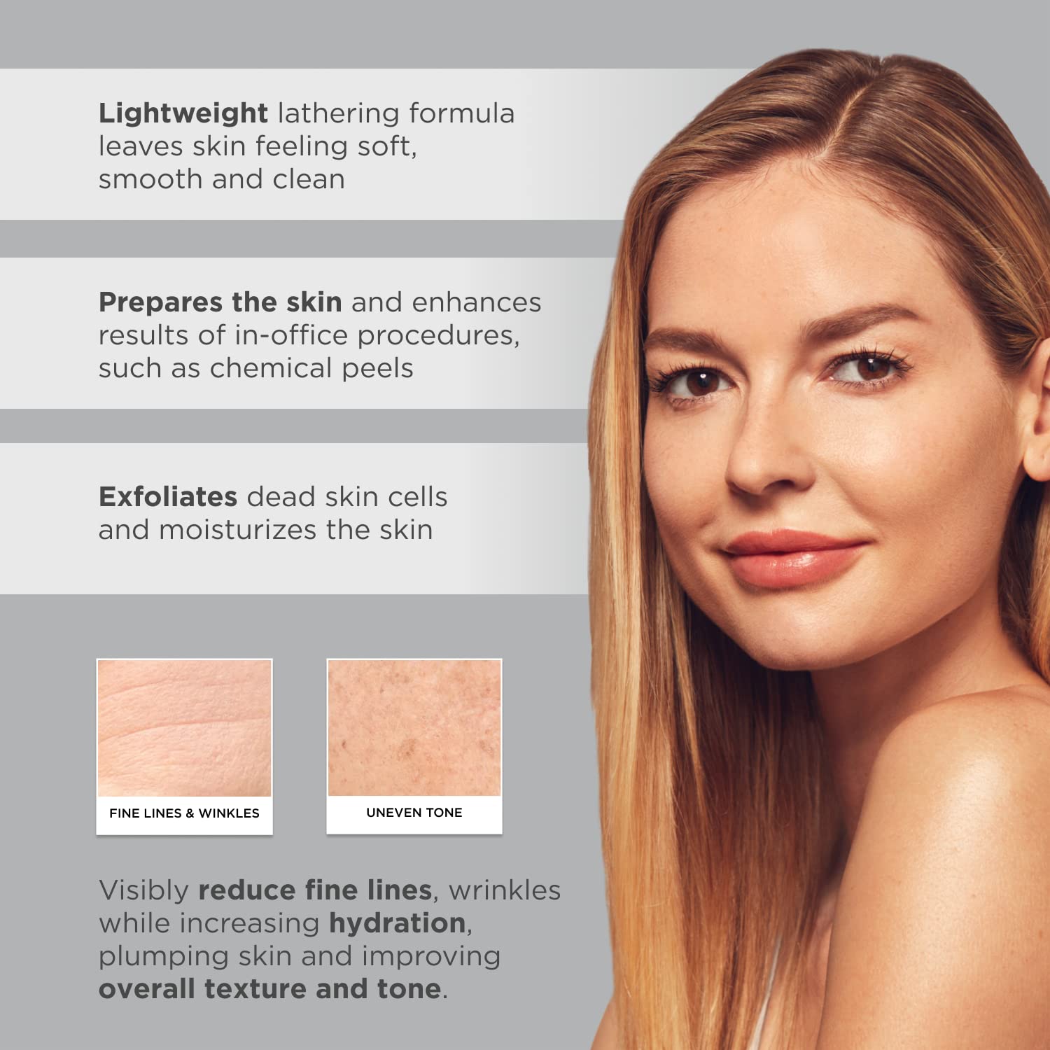 Glytone glycolic acid ingredient graphic highlights exfoliation benefits.