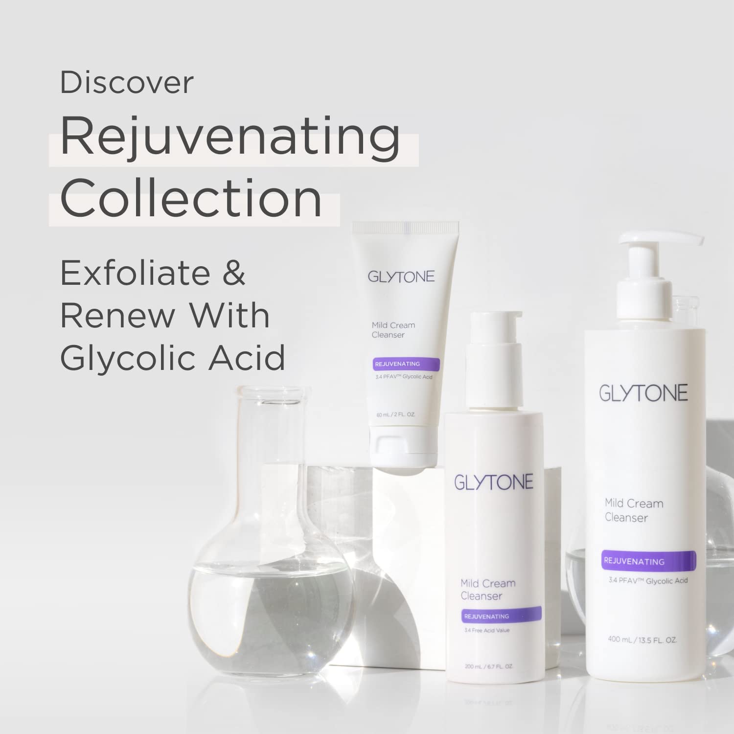 GLYTONE packaging emphasizes fragrance-free formula for sensitive skin.