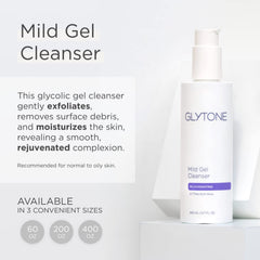 Close-up texture of GLYTONE gel exfoliant showing smooth, gentle exfoliation.