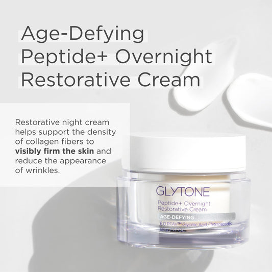 GLYTONE Glytone Peptide+ night cream closeup highlighting rich texture.