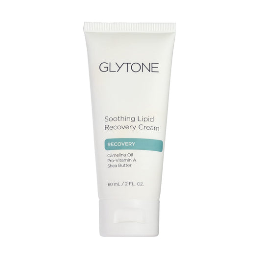 Glytone Soothing Lipid Recovery Cream jar closeup showing rich texture for dry skin