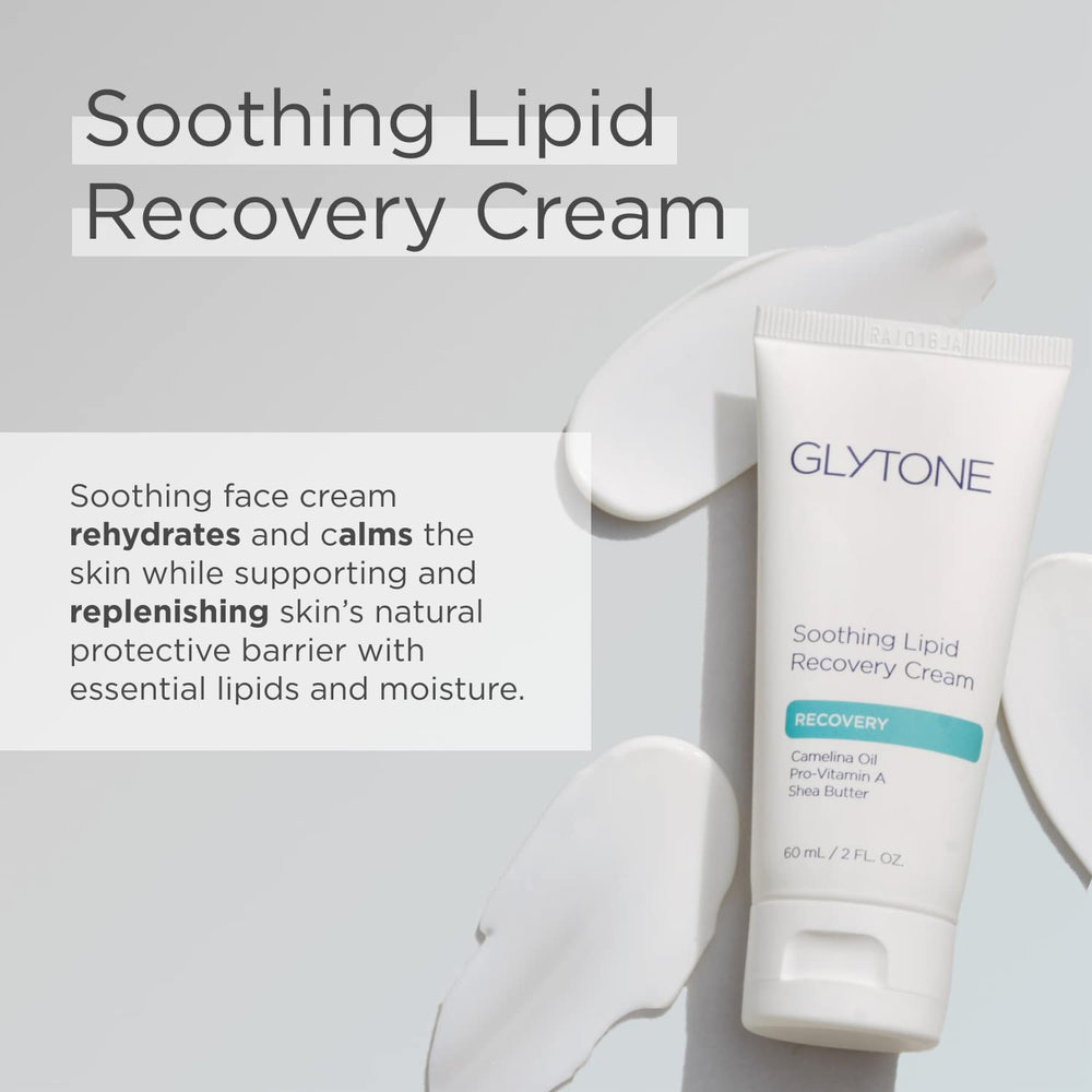 Texture swirl of Glytone lipid recovery cream demonstrating deep hydration for sensitive skin