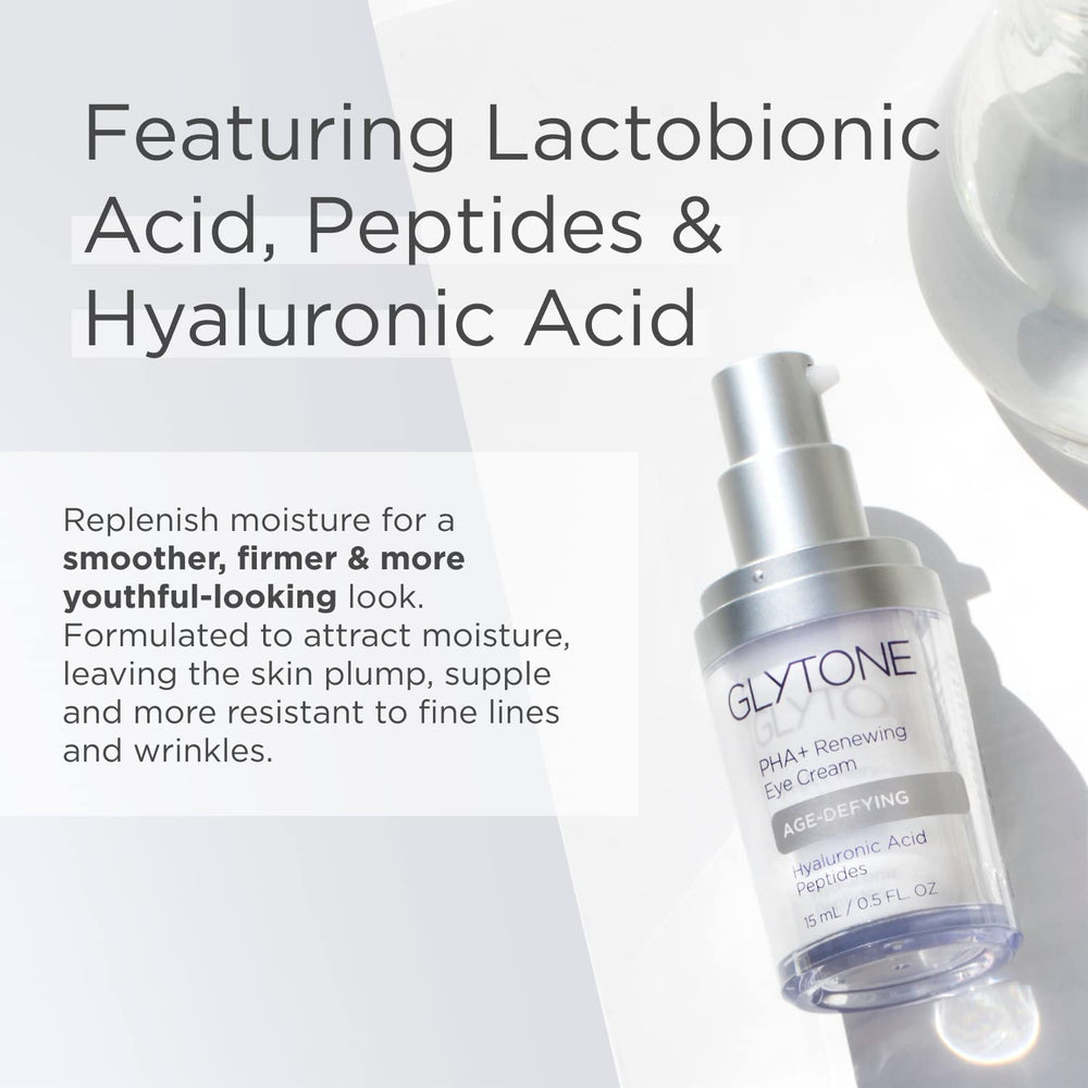 Glytone under-eye area brightening close-up for reduced puffiness and smoother skin.